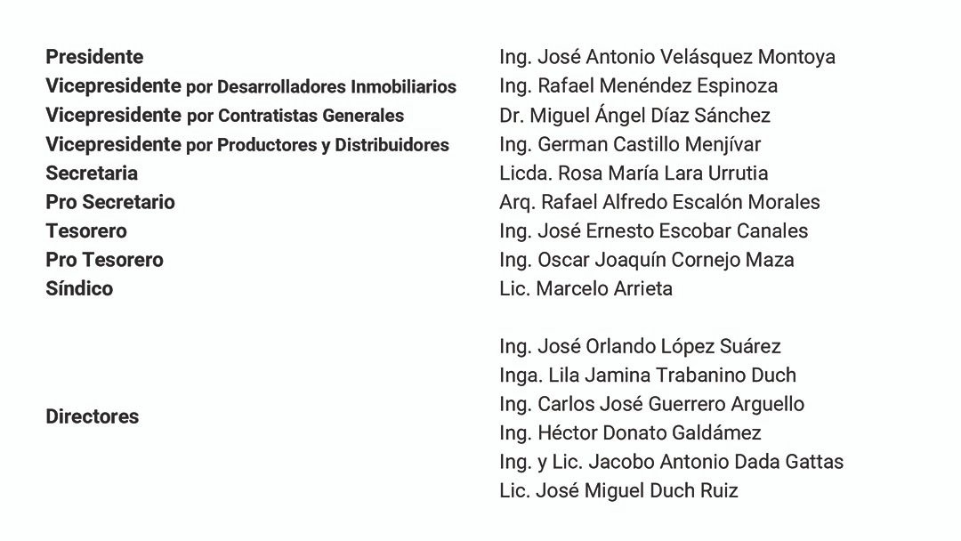 Junta Directiva CASALCO 2026-2028