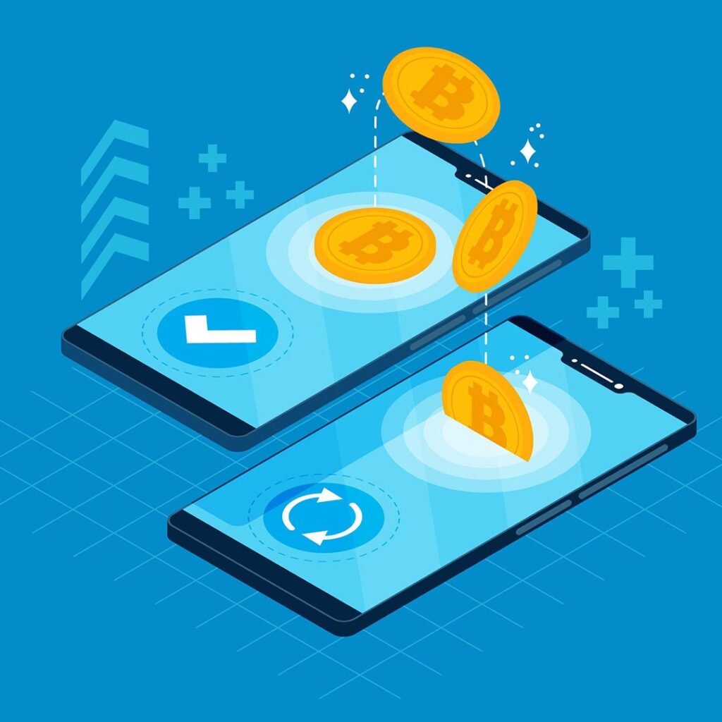 _Concepto de criptomoneda isométrica